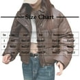 thumbnail image 3 of Women’s Cropped Puffer Jacket Winter Classic Quilted Bubble Coats Long Sleeve Stand Collar Full Zip Padded Down Outwear (S, Coffee), 3 of 8