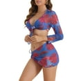 thumbnail image 4 of Conjuntos de bikini halter ajustables para mujer INSPIRE CHIC de 4 piezas con cubierta, tamaño X-Small, azul y rojo, 4 of 5
