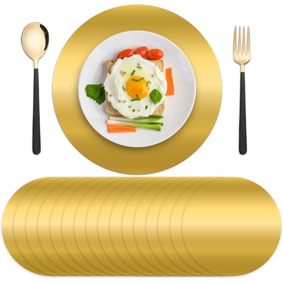 Gift Boutique Gold Metallic Disposable Charger Plates, 13.5 Inch Round Paper Charger Place Mats for Wedding Reception, Party Table Decor, 50 Pack