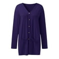 thumbnail image 4 of HCNTES Women's 2024 Fall Waffle Knit Long Sleeve Cardigan Loose Open Front Sweater Coat（Purple,XXL), 4 of 7
