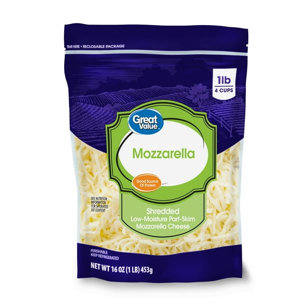 Great Value Shredded Low-moisture Part-skim Mozzarella Cheese, 8 Oz 