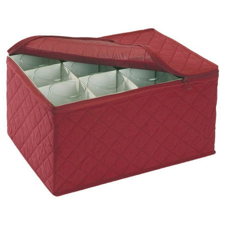Stemware Storage FOR 12 - Crimson Quilted Canvas (Crimson)11.25"x15.5"x9.75"