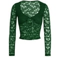 thumbnail image 4 of HJYCHN Going Out Tops for Women Sheer Lace Long Sleeve Top with Hollow Out and Tie Front for a Style Tops for Women 2026 Green XS, 4 of 5