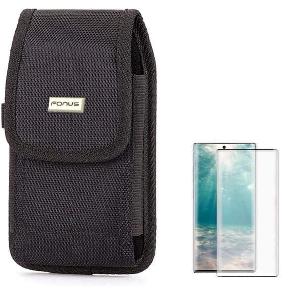 Case Belt Clip & Screen Protector for Samsung Galaxy Note 20 Phone - Combo with Rugged Holster Canvas Cover & Tempered Glass (Fingerprint Unlock) 3D Curved Edge Full Cover