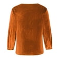 thumbnail image 6 of JSKUMAR Women's Retro Long Lantern Sleeve V Neck Velvet Tops Trendy Tunic Shirts Pullover Elegant Spring Blouses Orange,S, 6 of 6