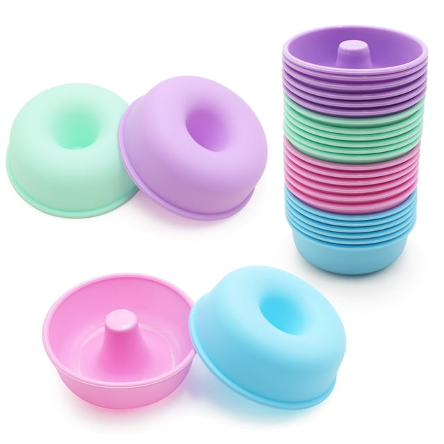 To encounter 24Pack Silicone Donut Pans for Baking, Nonstick Round ...