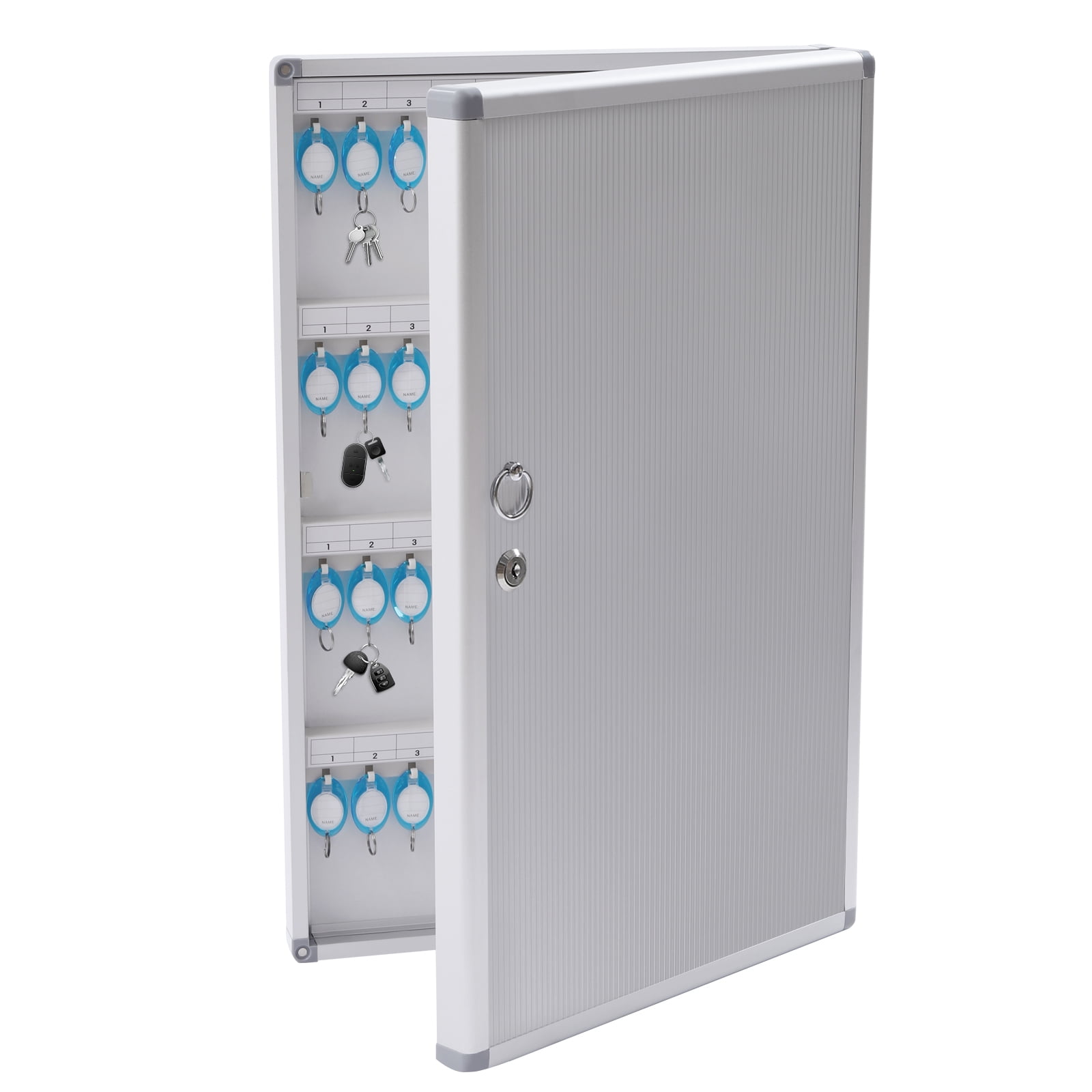 96 Key Lock Box Wall Mount Key Storage Cabinet with Hooks & Tags Heavy Duty Aluminum Alloy Key Organizer