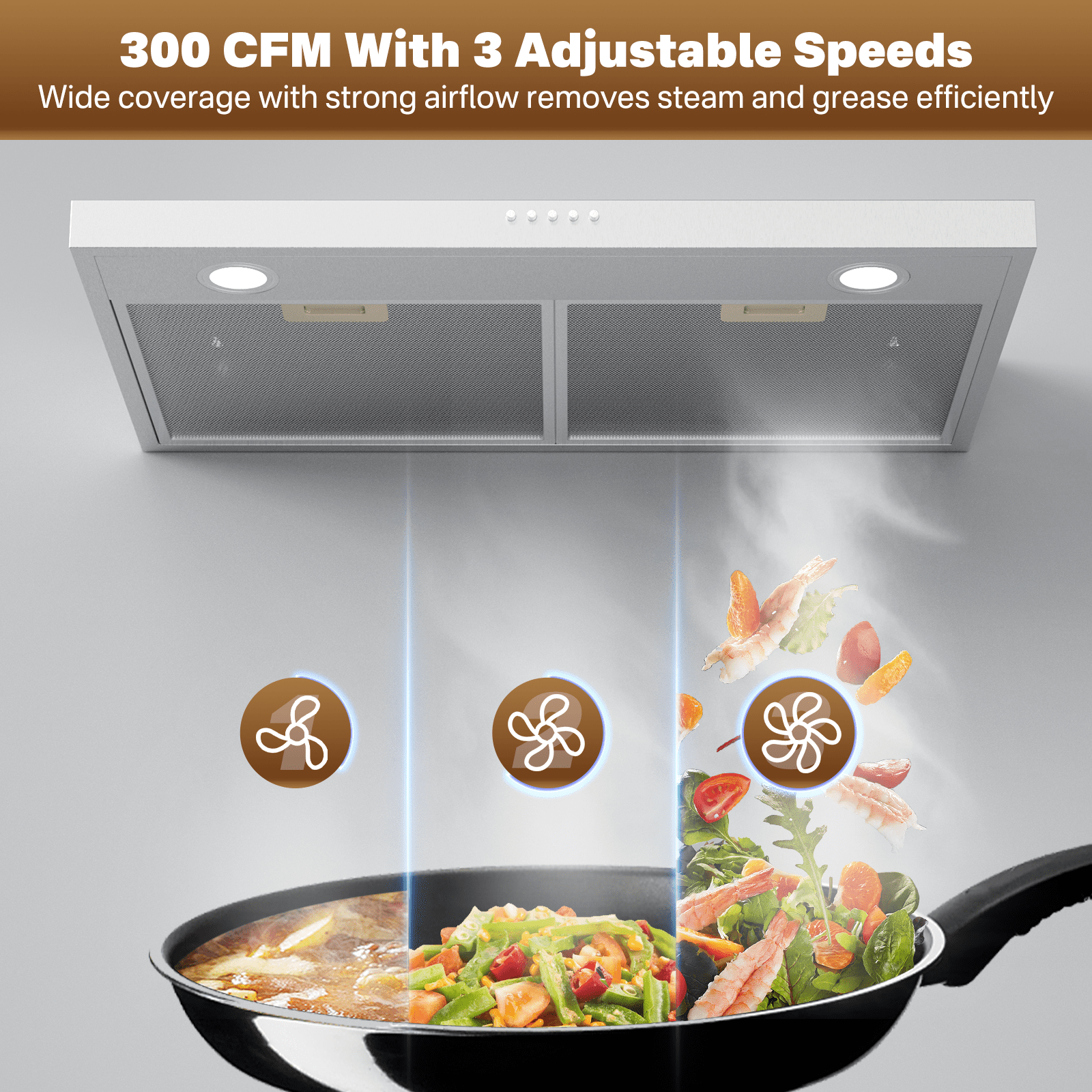 TYEMUI 30 Inch Ductless Range Hood, 9 Inch High Ventless Kitchen Hood with Back Vent Option, No Problem Keep Vena Hood for Under Cabinet or Wall Mount