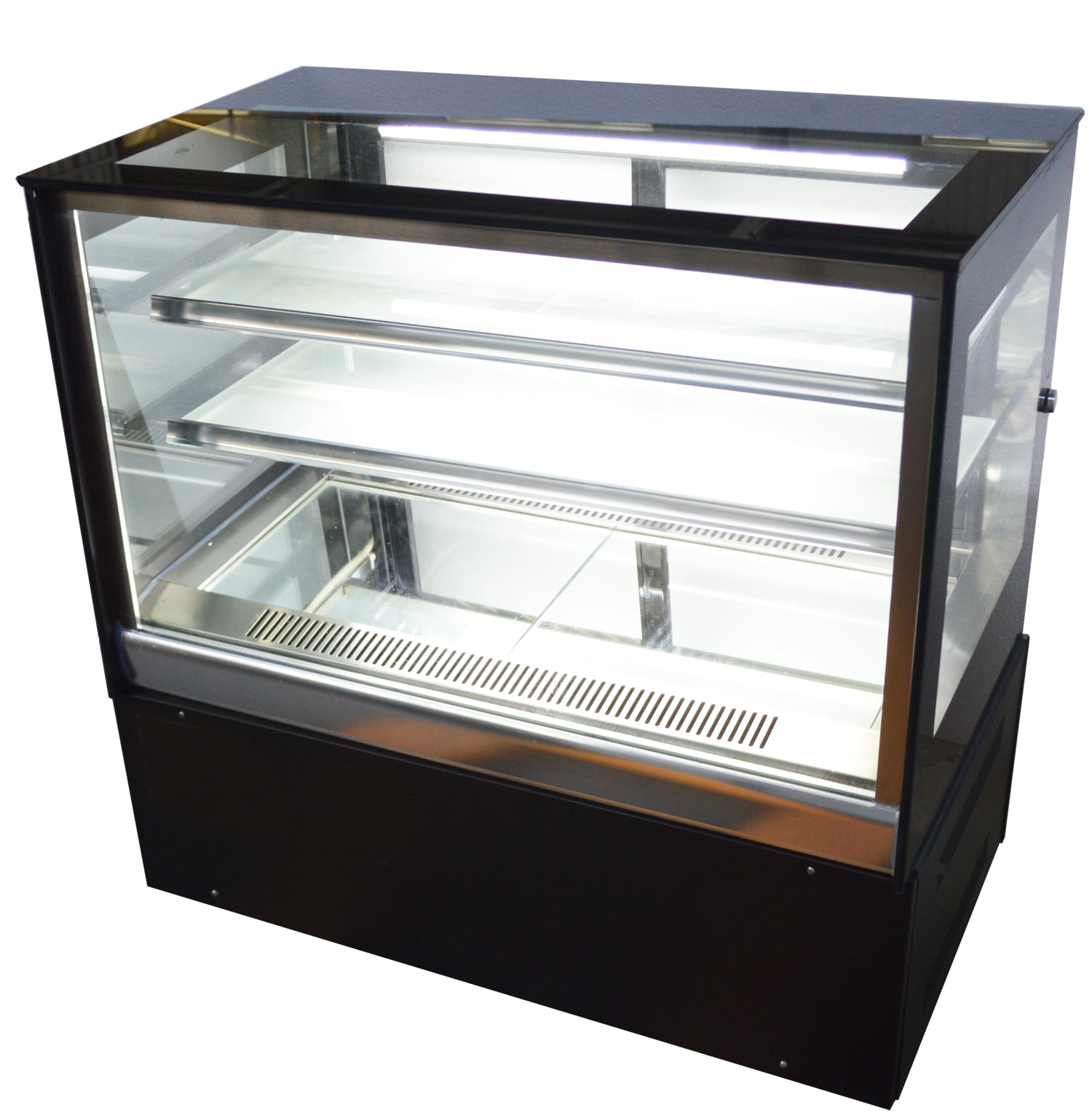 TECHTONGDA Display Refrigerators Cake Showcase Right Angle Cooling Display Case Commercial Bakery Cabinet with LED Light Floor Standing 220V Rear Door 