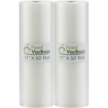 2 Rolls 11-Inch-by-50-Foot Vacuum Food Sealer Bags - Compatible with Foodsaver - Embossed Commercial Grade Make Own Size for Sous Vide or Storage