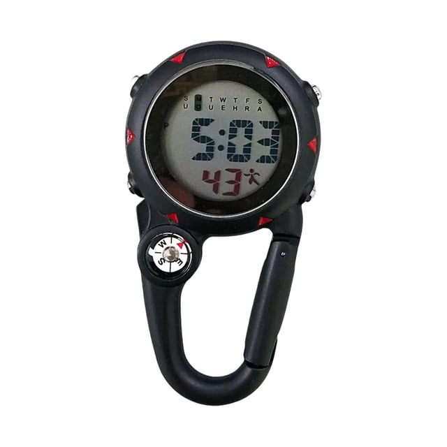 Mosquetón Reloj Clip Reloj electrónico con despertador Unisex Fecha exacta Semana Negro Zulema Reloj con mosquetón