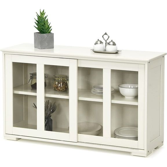 NAFORT Buffet Cabinet with Storage,Sideboard Buffet Cabinet with Adjustable Shelf & Sliding Glass Door, Stackable Storage Cabinet for Kitchen, Dining Room, Entryway