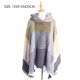 thumbnail image 2 of Poncho tipo capa con capucha a cuadros para mujer, tipo chal, con borlas, 2 of 5