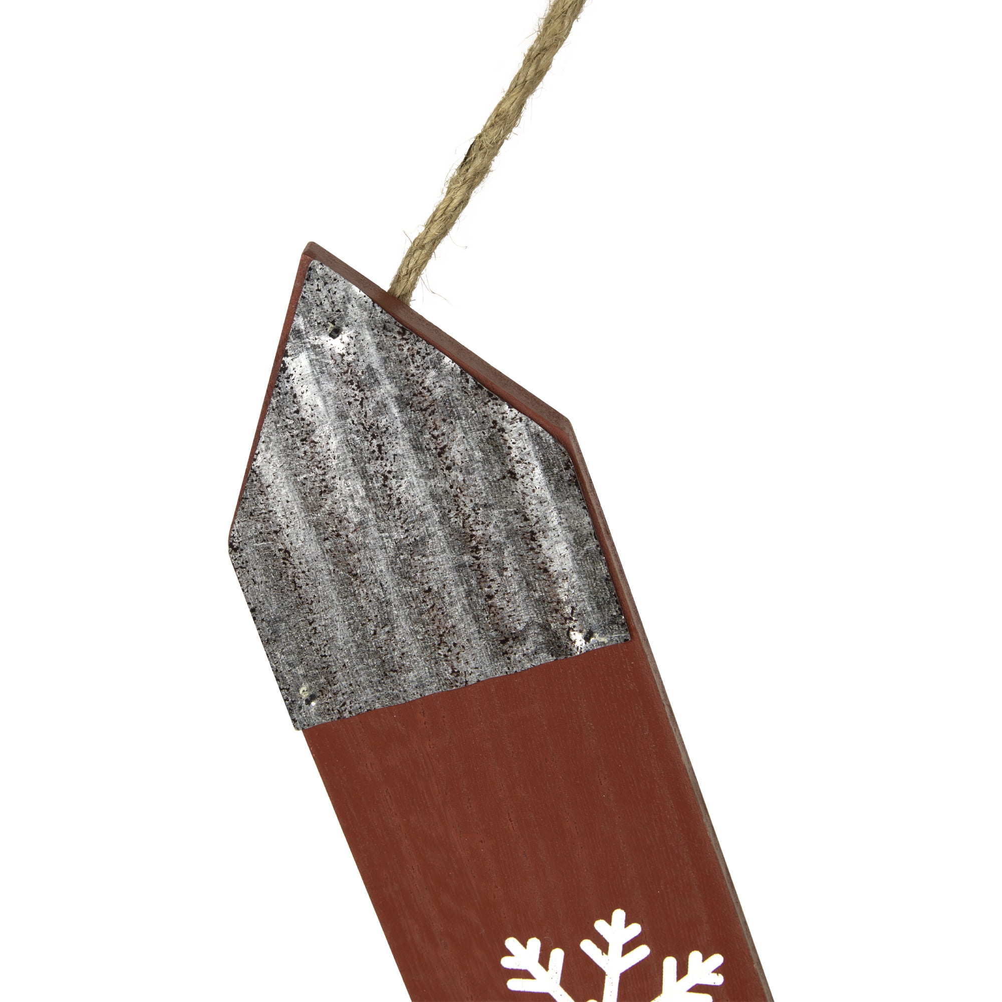 Northlight Wooden Welcome Skis with Christmas Stockings Hanging Decoration - 23.5"