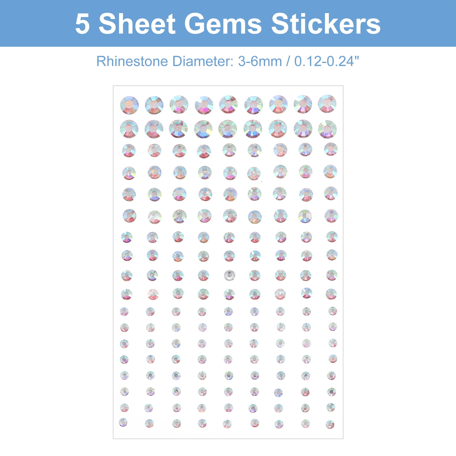 Unique Bargains Stylish Rhinestone Stickers Self Adhesive Acrylic Bling Face Gems Colorful