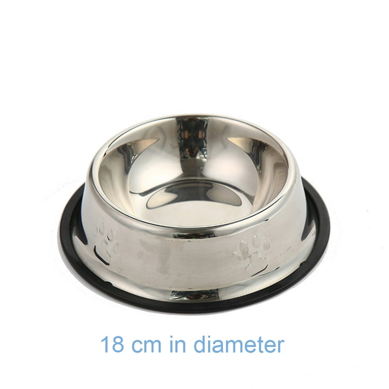 The Ramsay: Shallow Stainless Steel Dog Bowl w/ Non-Slip Base