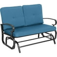 thumbnail image 2 of SOLAURA 2-Person Outdoor Swing Glider Chair Bench Loveseat Cushioned Sofa,Blue, 2 of 8