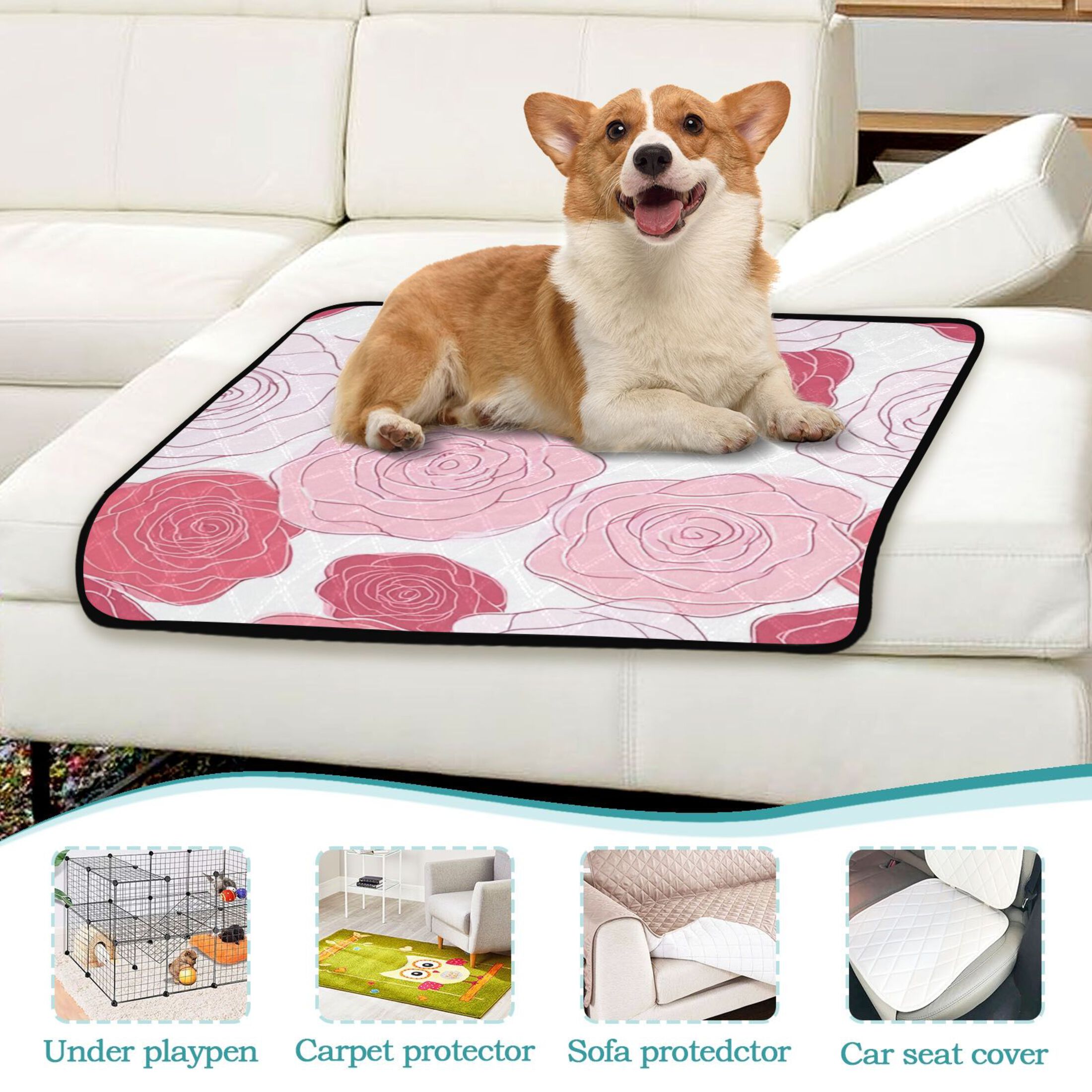 IAUYY Washable Pee Pads for Dogs Smallx3 Absorbent and Leak-Proof Non-Slip Reusable Puppy Pee Pads for Dogs Applicable to Playpen Potty Crate Petal Space