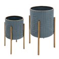 thumbnail image 1 of Sagebrook Home S/2 Jardinière sur Support en Métal, Turquoise/or, 1 of 2
