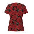thumbnail image 4 of Naloa Rose Flowers Print T-Shirts Short Sleeve V Neck Tees for Women Fashion Tops Trendy Lightweight Soft Casual Summer Outfits Clothes, 4 of 5