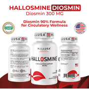 HALLUSA NATURAL Hallosmine Diosmin Circulation & Vein Support, Bioflavonoids 300mg, Lymphatic Drainage, Swelling & Heavy Legs, 60 Capsules