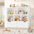 thumbnail image 1 of Homfa Kids Toy Storage Organizer, 5 Cubby Children Bookcase and Bookshelf with 4 Drawer on Wheels for Playroom, White, 1 of 7