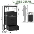 thumbnail image 3 of Eunos Black Dresser for Bedroom, 4 Drawer Nightstand with Charging Station, LED and Open Shelf, 3 of 8