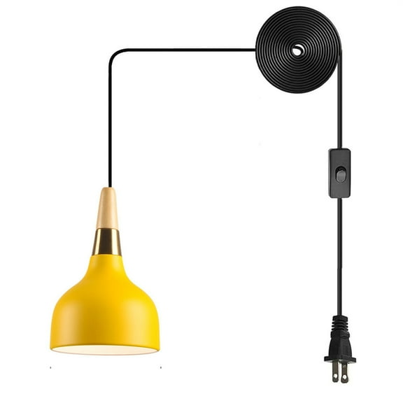 JLOWCO Plug in Pendant Light Modern Hanging Lights with Plug in Cord Bedroom Farmhouse Light Fixtures Kitchen Hanging Light Fixture Yellow (LED Bulb Include)