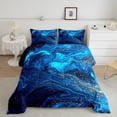 thumbnail image 1 of Juego de edredón estampado Twin, Juego de cama mármol azul océano Trippy Fluid Liquid, 1 of 6