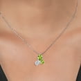thumbnail image 3 of 925 Silver and 10K Yellow Gold Peridot and Lab Grown Diamond 3 Stone Pendant Necklace for Women | 2.34 Cttw | August Birthstone | Pear Shape 8X6MM | Oval 7X5MM | Round 5MM | with 18 inch Chain, 3 of 4