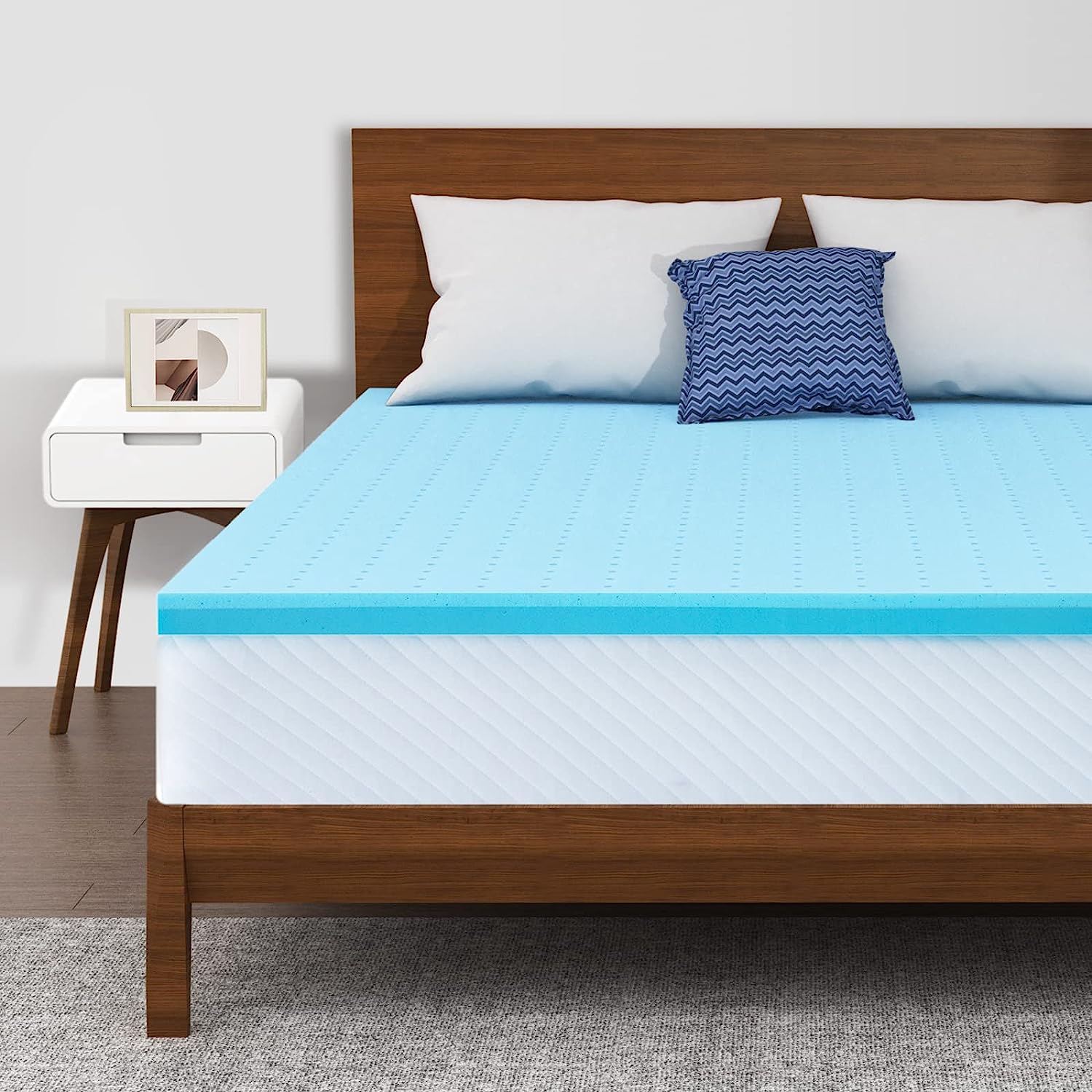 BOTUI 3 Inch Mattress Topper Queen Cool Gel Memory Foam Mattress