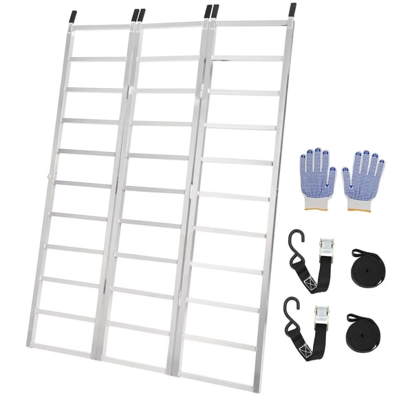 Ourlova Tri-Folding Aluminum Ramps 1500Lbs Loading Ramps for Pickup Trucks Bed & Trailers with Load Straps for ATV/UTV Sweeper Machine Golf Carts 77*54 Inch Silver