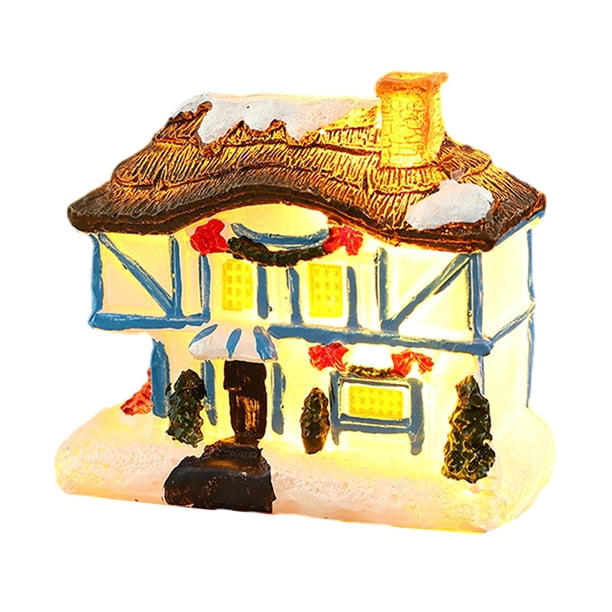 Adorno navideño de casa de pueblo navideño Escena de pueblo navideño en miniatura para Estilo C