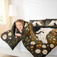 thumbnail image 3 of Feelyou Boho Western Ghost Queen Comforter Set, Cute Black Cat Carousel Comforter Sets Queen, Green Orange, Black Reversible, 3 Pieces, 1 Comforter and 2 Pillowcases, 3 of 7