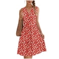 thumbnail image 3 of cocolona Womens Summer Boho Floral Dresses Button V Neck Sleeveless Mini Dress Vacation Beach Tiered Flowy Sundress, 3 of 7