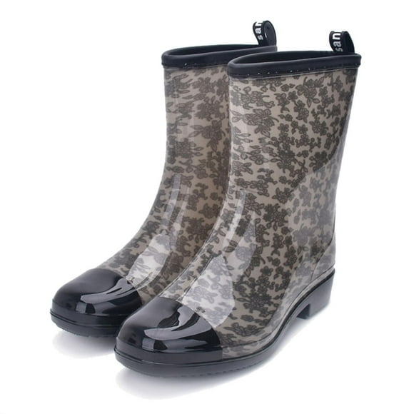 CEHVOM 2021Punk Style Mid Boots Women's Non-Slip Rain Boots Outdoor Rubber Water Shoes
