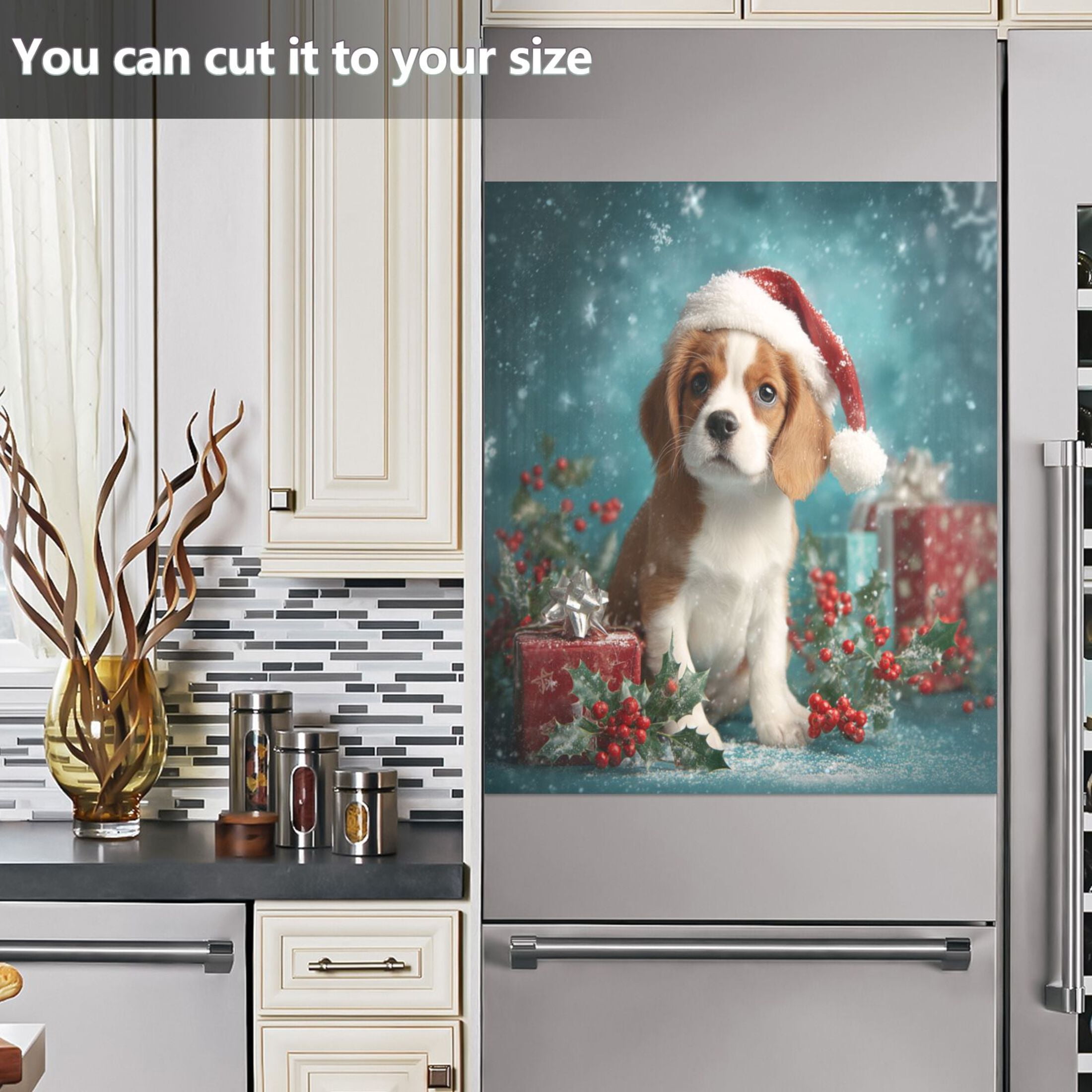 Dishwasher Sticker Magnetic Dishwasher Sticker Magnetic Decorative Sticker Refrigerator Sticker Dishwasher Decorative Stickers Magical Christmas Black Dog