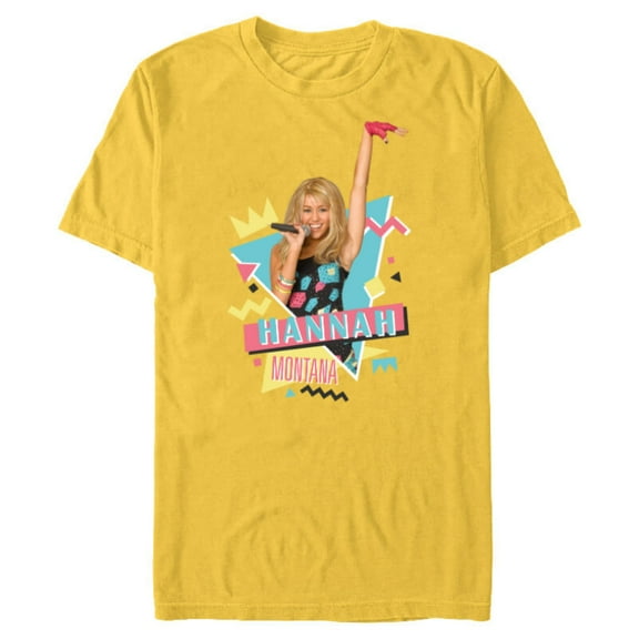 Disney Hannah Montana 90s - Short Sleeve Blended T-Shirt for Adults -Customized-Yellow