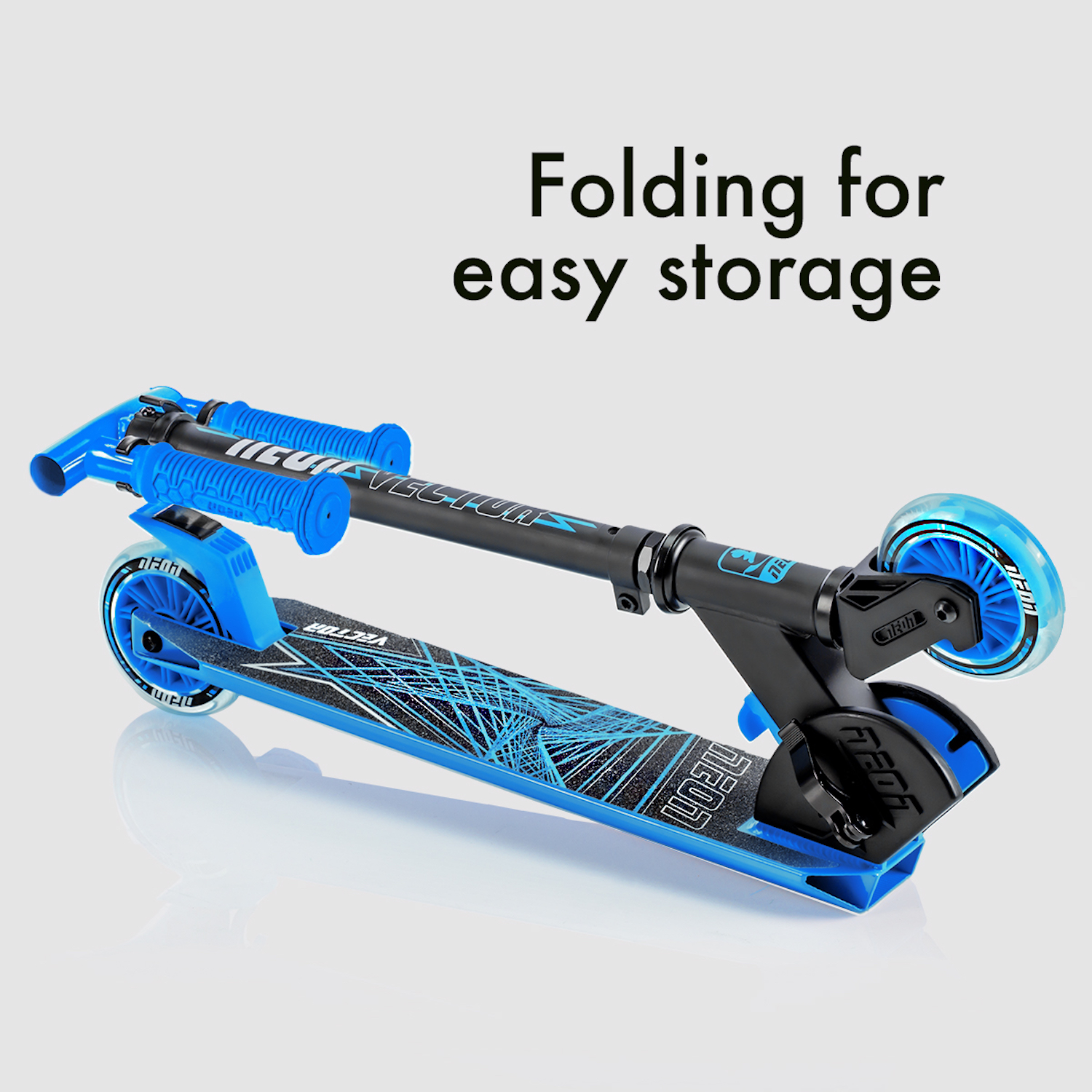Neon Vector Folding Kid Scooter with Light up Wheels Blue from 5 years - image 3 of 6