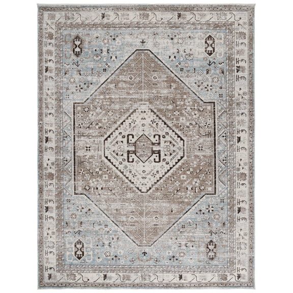 SAFAVIEH Antique Patina Dorris Medallion Polyester Area Rug, Blue/Beige, 8' x 9'6"