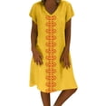 thumbnail image 1 of Robes d'Été Femmes Style Estival Col en V Imprimé Coton et Lin Décontracté Grande Taille Robe pour Dames, 1 of 5