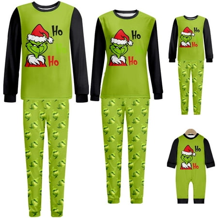 

Grinch Christmas Family Christmas Matching Pajamas Sets Holiday Santa Claus Sleepwear Xmas PJS Set Classic Xmas Clothes Unisex PJs Pants Set 2 Piece Long Sleeve Clothes