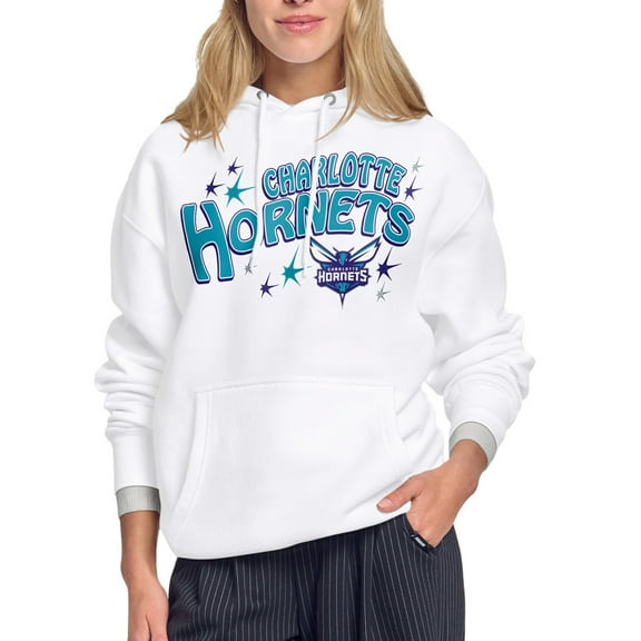Women's Starter White Charlotte Hornets Fireworks Fleece Hoodie