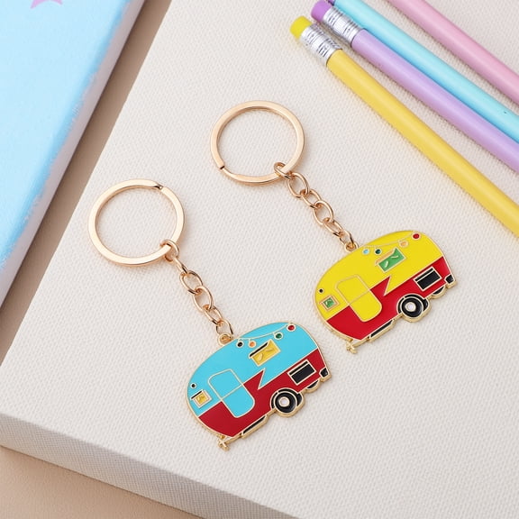 OUNONA Camper Keychain Set, 2 Pcs Zinc Alloy Assorted Colors, Outdoor Travel Accessories