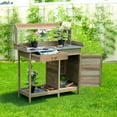 thumbnail image 4 of Costway Outdoor Potting Bench Garden Wooden Work Station Metal Tabletop Cabinet Drawer, 4 of 10