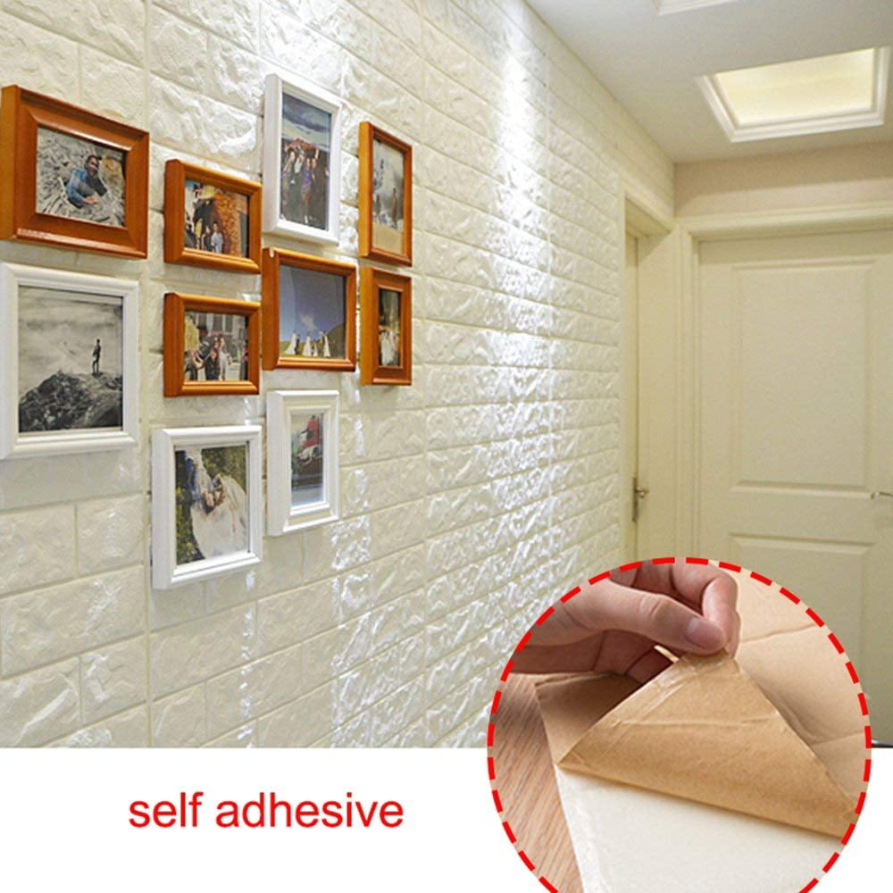 3D Brick Wallpaper, DIY Wall Stickers Adhesive Panel Decal Mural for Living  Room Bedroom Kitchen Home Decor 