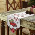 thumbnail image 3 of Table Runner Dresser Scarves Rustic Farmhouse Red Truck Xmas Tree Cotton Linen Burlap Table Cover Red Poinsettia on Retro White Table Runners for Family Kitchen Dining Holiday Party Banquet Decor, 3 of 5