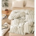 thumbnail image 3 of Grey Vertical Ticking Stripes Pattern Comforter Cover with Zipper Closure (3pcs - Pack Queen Beige 100% Washed Cotton Bedding Pack - Queen Size), 3 of 7