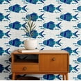 thumbnail image 2 of S4Sassy Self-Stick Decorative Boho Wallpaper, Fish Motif Wall Paper, Textured Vinyl Waterproof Contact Paper, Teal, 25"X120" Removable Renter Friendly Wall Covering For Bedroom, Dining Room, 2 of 9