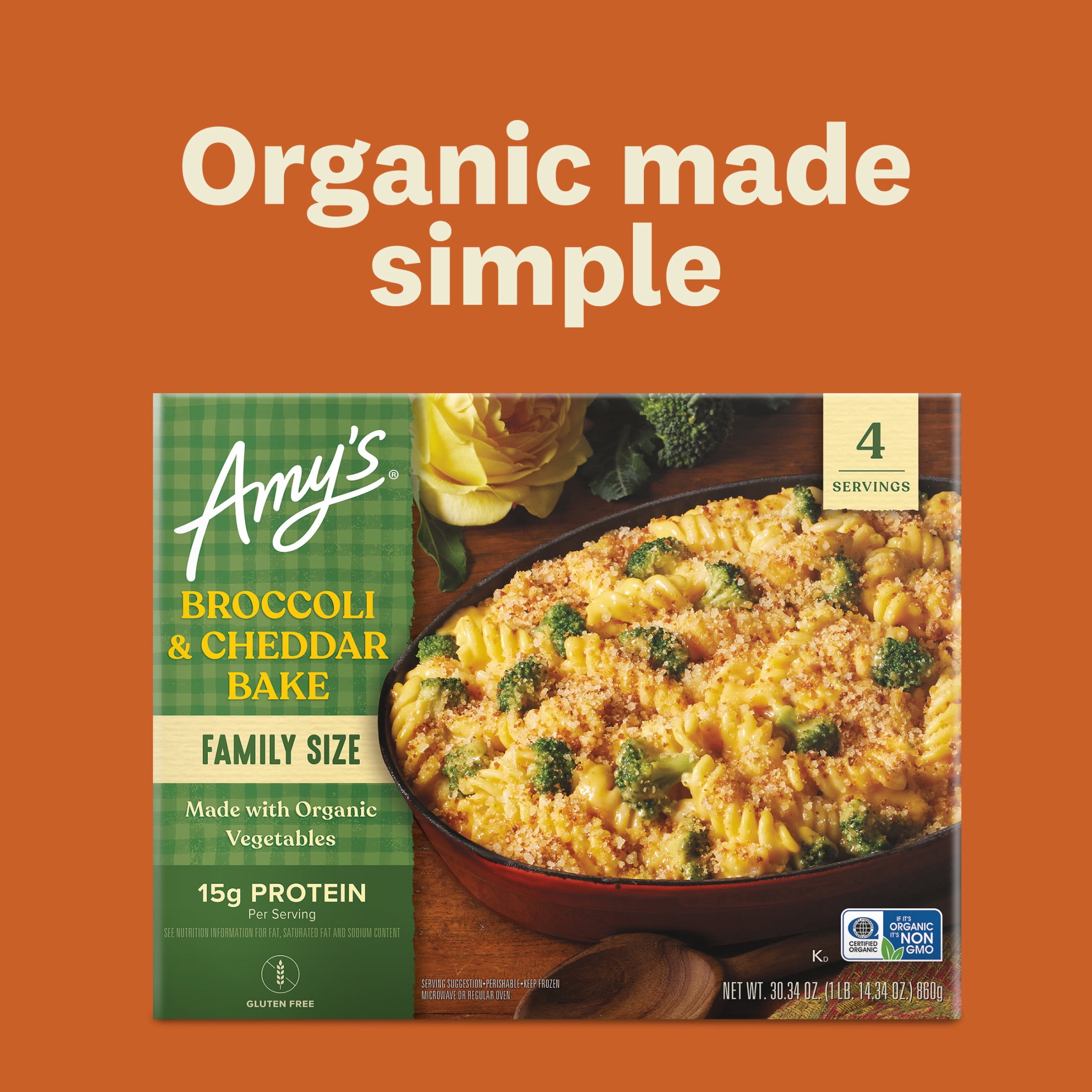 Amy's Frozen Meals, Broccoli & Cheddar Bowl, Microwave Meals, 9.5 oz